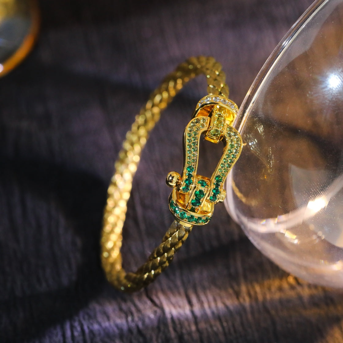 [⭐Hyrra Jewelry]FORCE 10 GOLD GREEN DIAMOND PAVED
