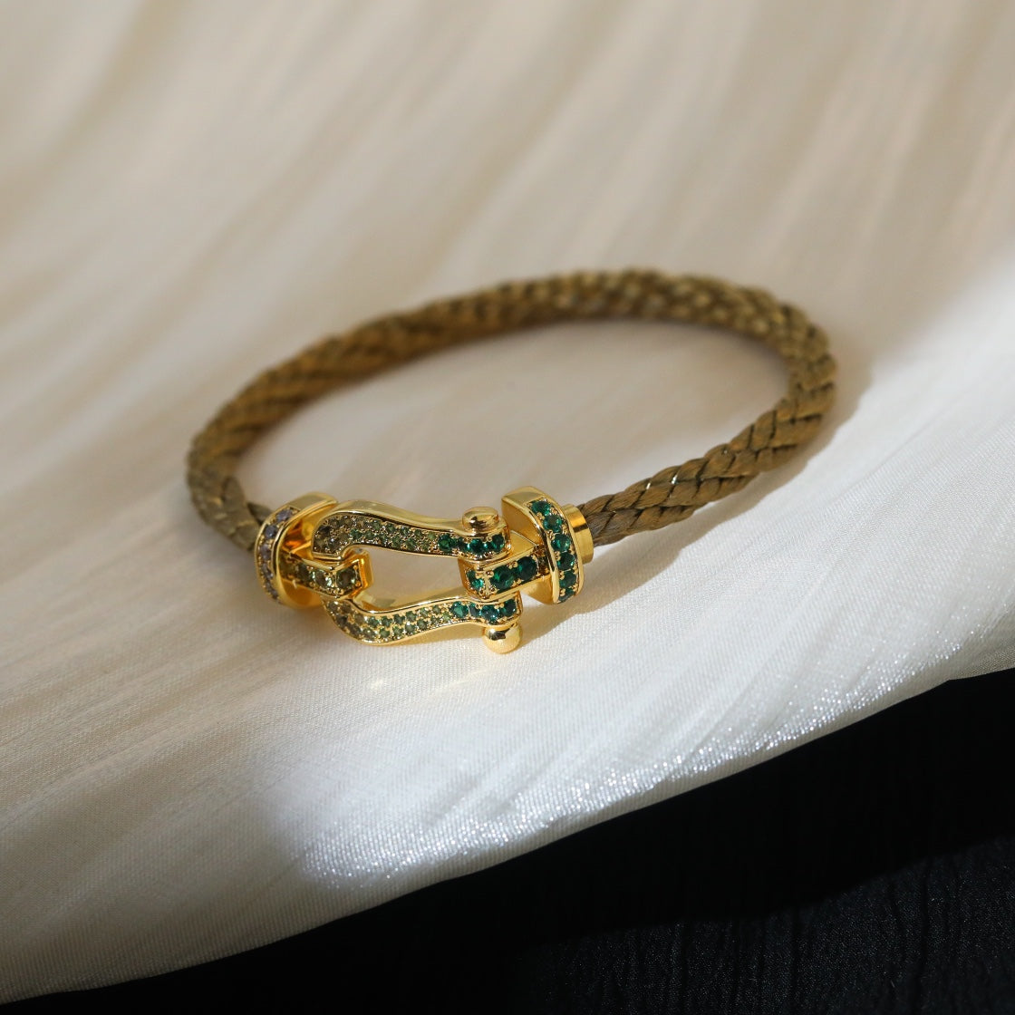 [⭐Hyrra Jewelry]FORCE 10 GOLD GREEN DIAMOND PAVED