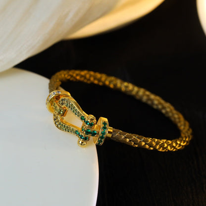 [⭐Hyrra Jewelry]FORCE 10 GOLD GREEN DIAMOND PAVED