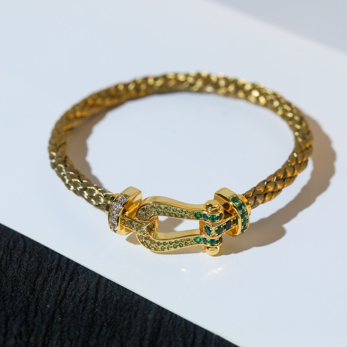[⭐Hyrra Jewelry]FORCE 10 GOLD GREEN DIAMOND PAVED