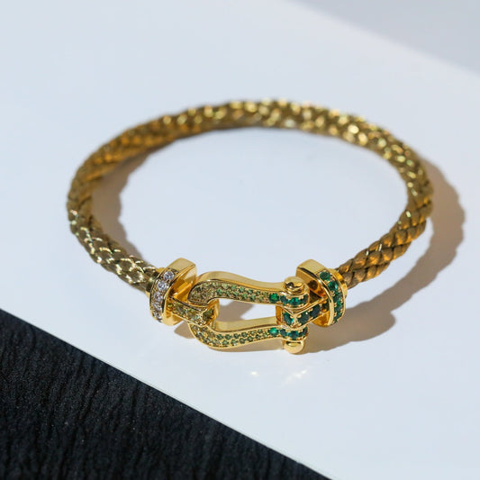 [⭐Hyrra Jewelry]FORCE 10 GOLD GREEN DIAMOND PAVED