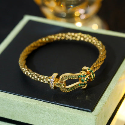 [⭐Hyrra Jewelry]FORCE 10 GOLD GREEN DIAMOND PAVED