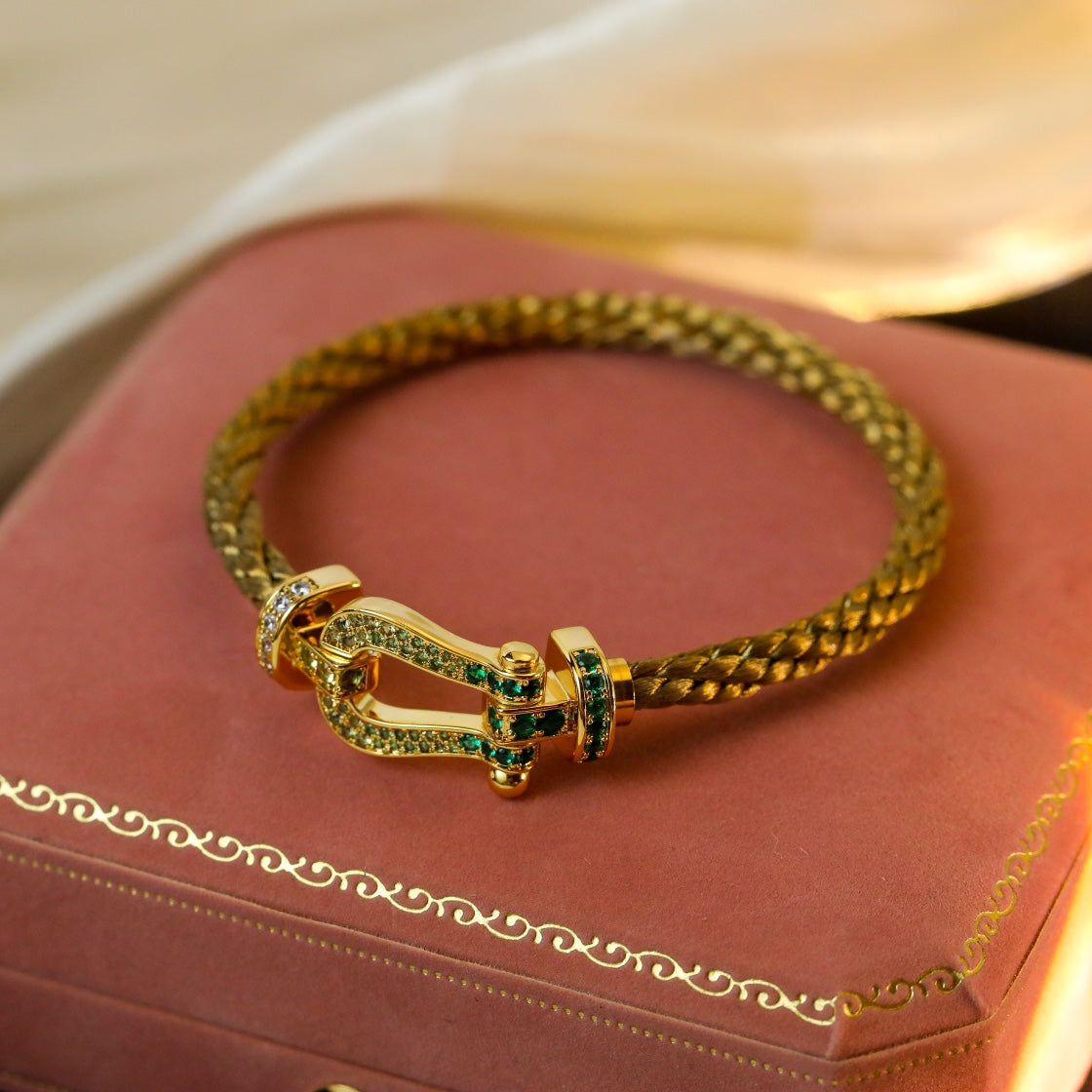 [⭐Hyrra Jewelry]FORCE 10 GOLD GREEN DIAMOND PAVED