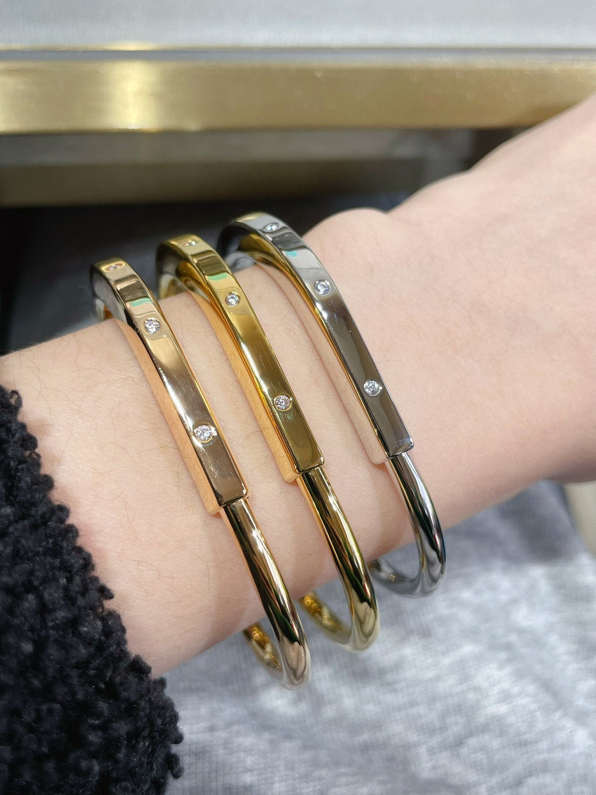[Hyrra Jewelry]LOCK BRACELET 8 DIAMOND