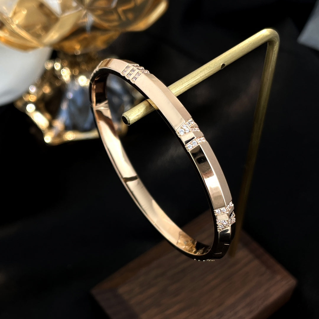 [Hyrra Jewelry]ATLAS BRACELET 6MM DIAMOND PINK GOLD