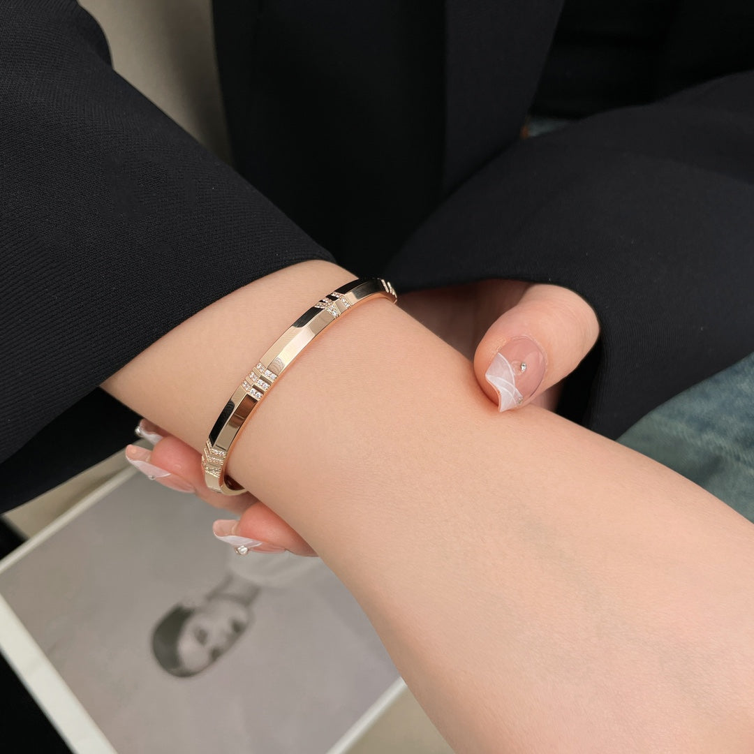 [Hyrra Jewelry]ATLAS BRACELET 6MM DIAMOND PINK GOLD