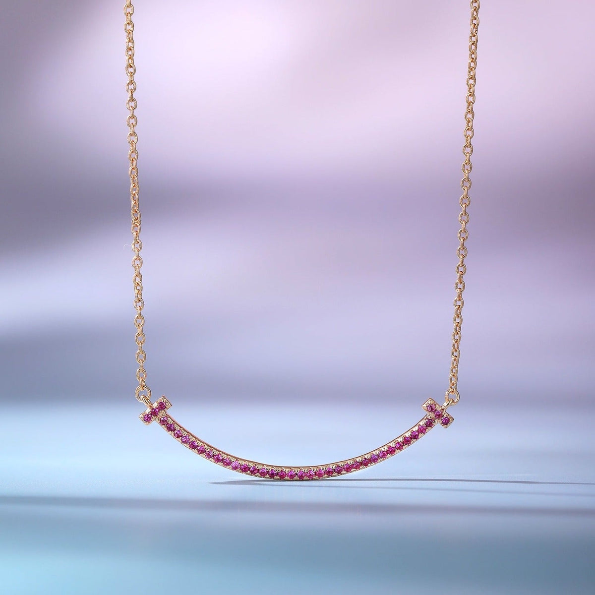 [Hyrra Jewelry]BIG SMILE PEDANT PINK DIAMOND NECKLACE
