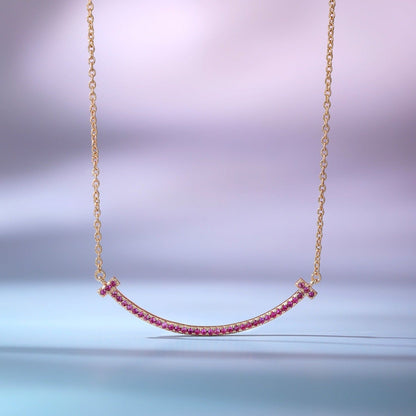 [Hyrra Jewelry]BIG SMILE PEDANT PINK DIAMOND NECKLACE