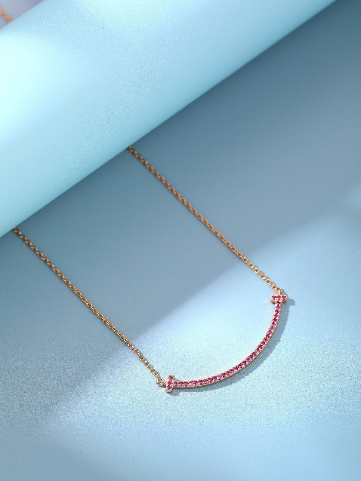 [Hyrra Jewelry]BIG SMILE PEDANT PINK DIAMOND NECKLACE