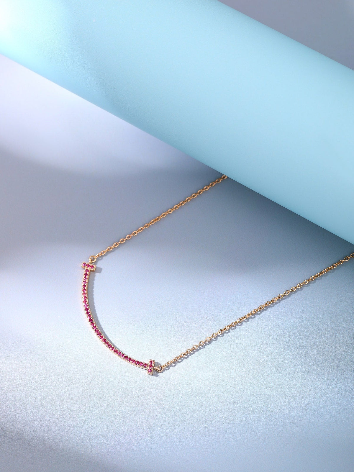 [Hyrra Jewelry]BIG SMILE PEDANT PINK DIAMOND NECKLACE