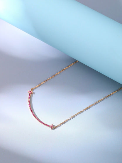 [Hyrra Jewelry]BIG SMILE PEDANT PINK DIAMOND NECKLACE