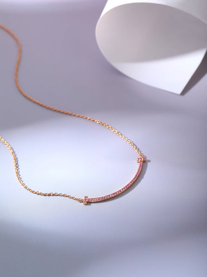 [Hyrra Jewelry]BIG SMILE PEDANT PINK DIAMOND NECKLACE