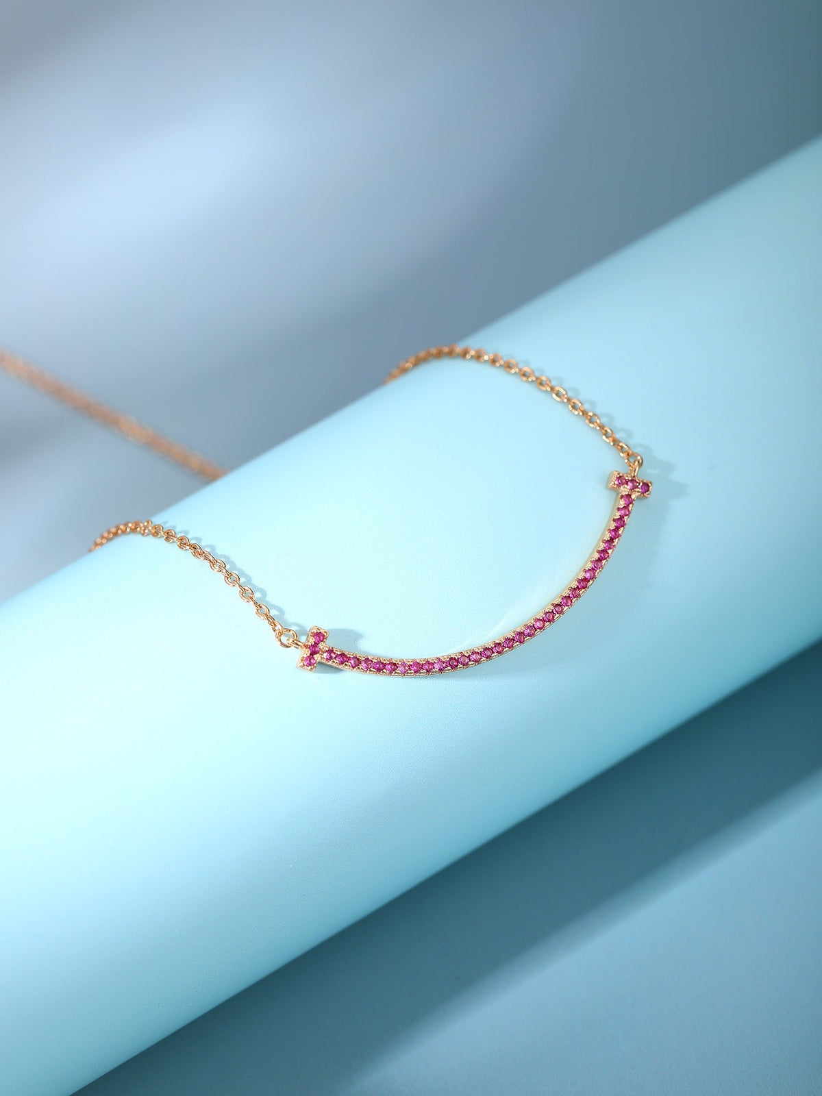 [Hyrra Jewelry]BIG SMILE PEDANT PINK DIAMOND NECKLACE