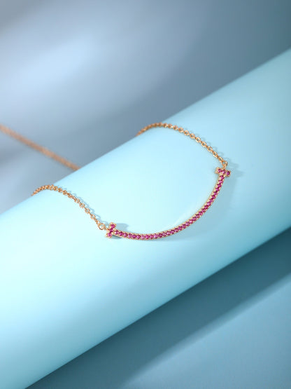 [Hyrra Jewelry]BIG SMILE PEDANT PINK DIAMOND NECKLACE