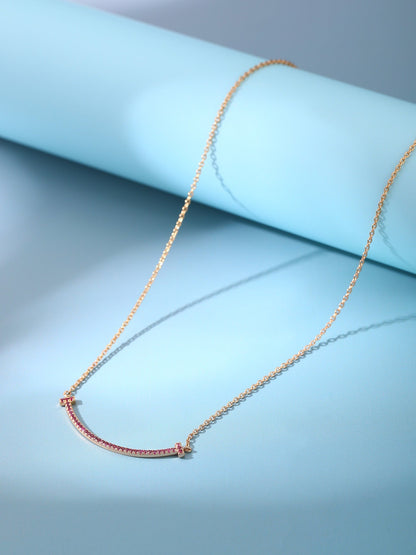 [Hyrra Jewelry]BIG SMILE PEDANT PINK DIAMOND NECKLACE