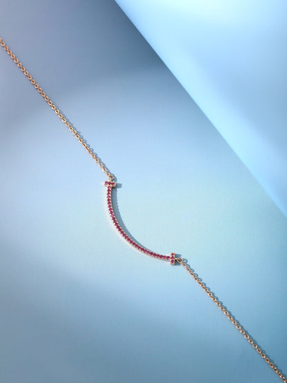 [Hyrra Jewelry]BIG SMILE PEDANT PINK DIAMOND NECKLACE