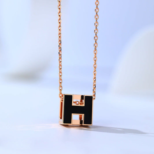 [⭐Hyrra Jewelry]H CAGE PINK GOLD NECKLACE