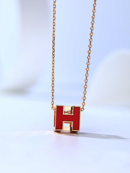 [⭐Hyrra Jewelry]H CAGE PINK GOLD NECKLACE