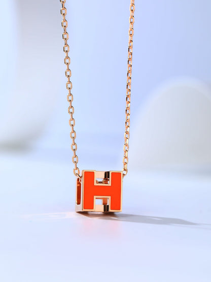 [⭐Hyrra Jewelry]H CAGE PINK GOLD NECKLACE