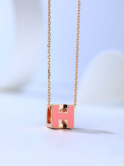 [⭐Hyrra Jewelry]H CAGE PINK GOLD NECKLACE