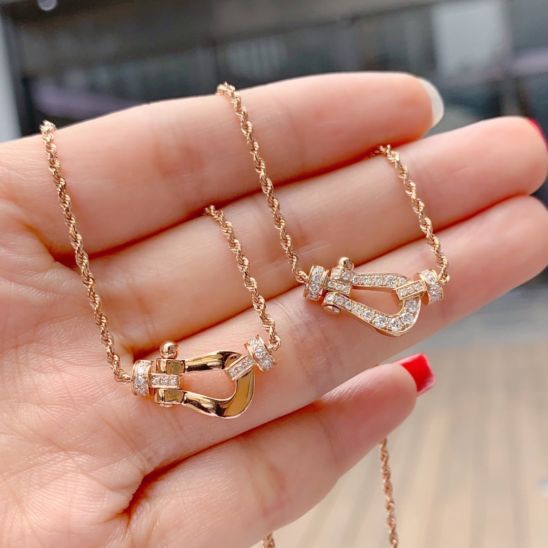 [⭐Hyrra Jewelry]FORCE 10 PINK GOLD DIAMOND NECKLACE