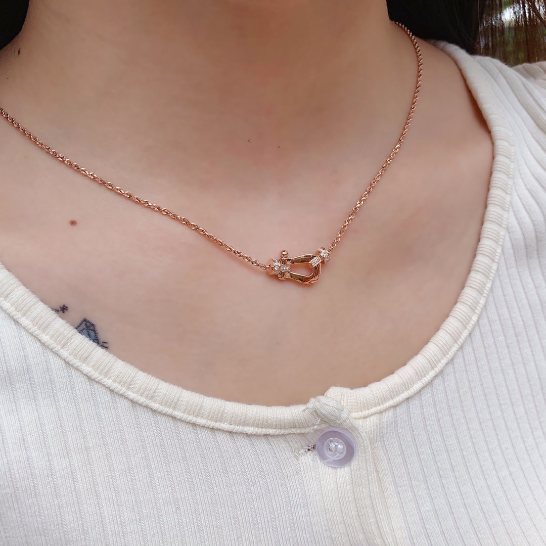 [⭐Hyrra Jewelry]FORCE 10 PINK GOLD DIAMOND NECKLACE