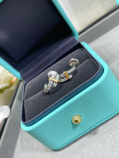 [Hyrra Jewelry]EDGE DIAMOND PINK GOLD EARRINGS