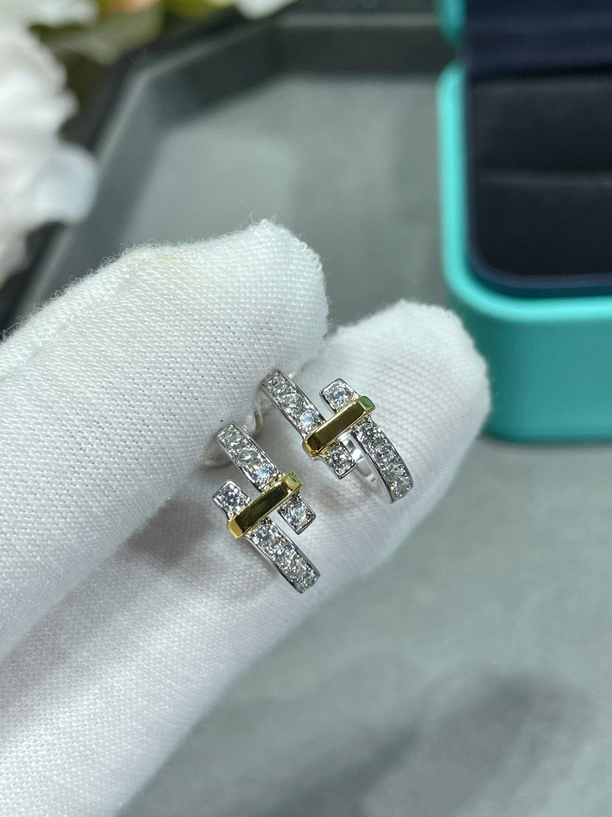 [Hyrra Jewelry]EDGE DIAMOND PINK GOLD EARRINGS