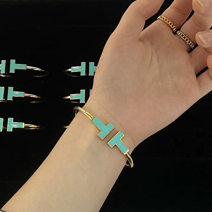 [Hyrra Jewelry]T WIDE TURQUOISE OPEN BRACELET