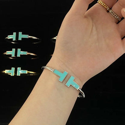 [Hyrra Jewelry]T WIDE TURQUOISE OPEN BRACELET