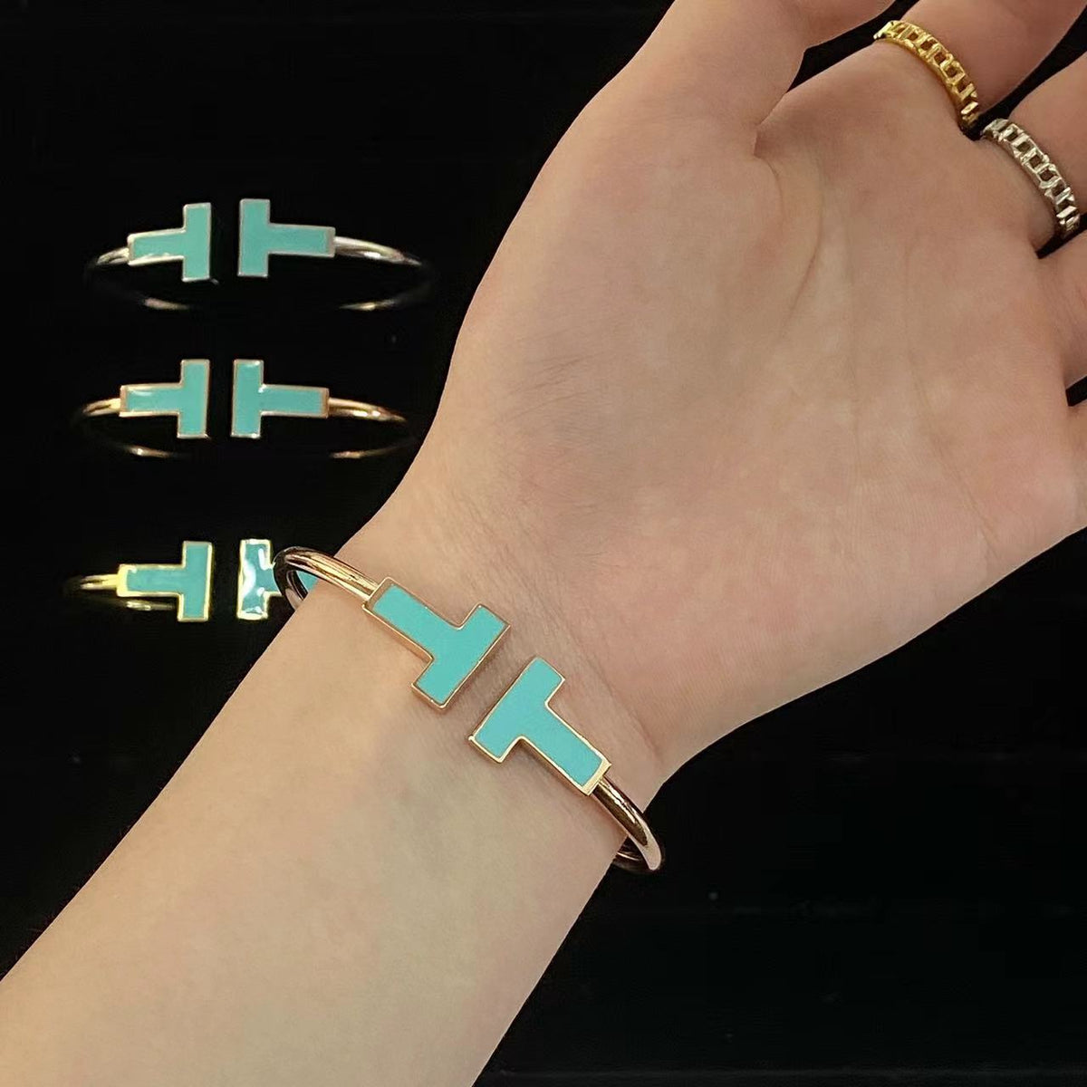 [Hyrra Jewelry]T WIDE TURQUOISE OPEN BRACELET