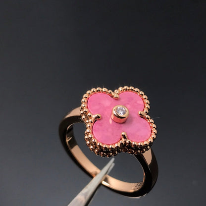 [⭐Hyrra Jewelry]CLOVER RHODONITE ROSE GOLD RING