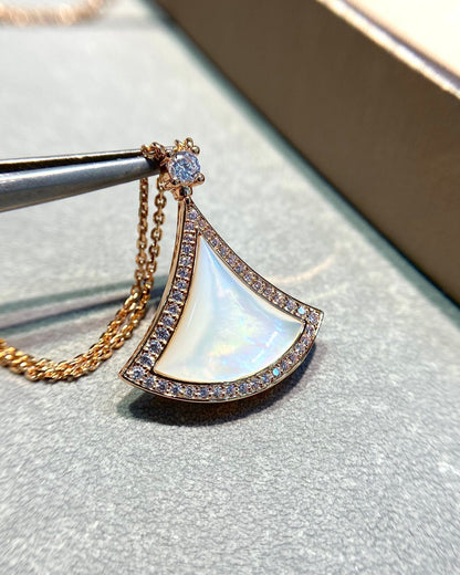 [⭐Hyrra Jewelry]DREAM MOP DIAMOND PAVED PINK GOLD NECKLACE