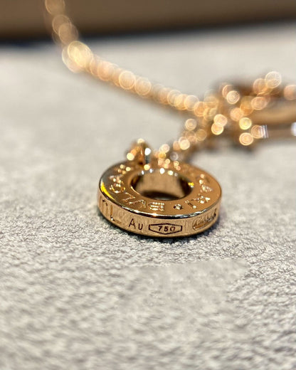 [⭐Hyrra Jewelry]DREAM MOP DIAMOND PAVED PINK GOLD NECKLACE