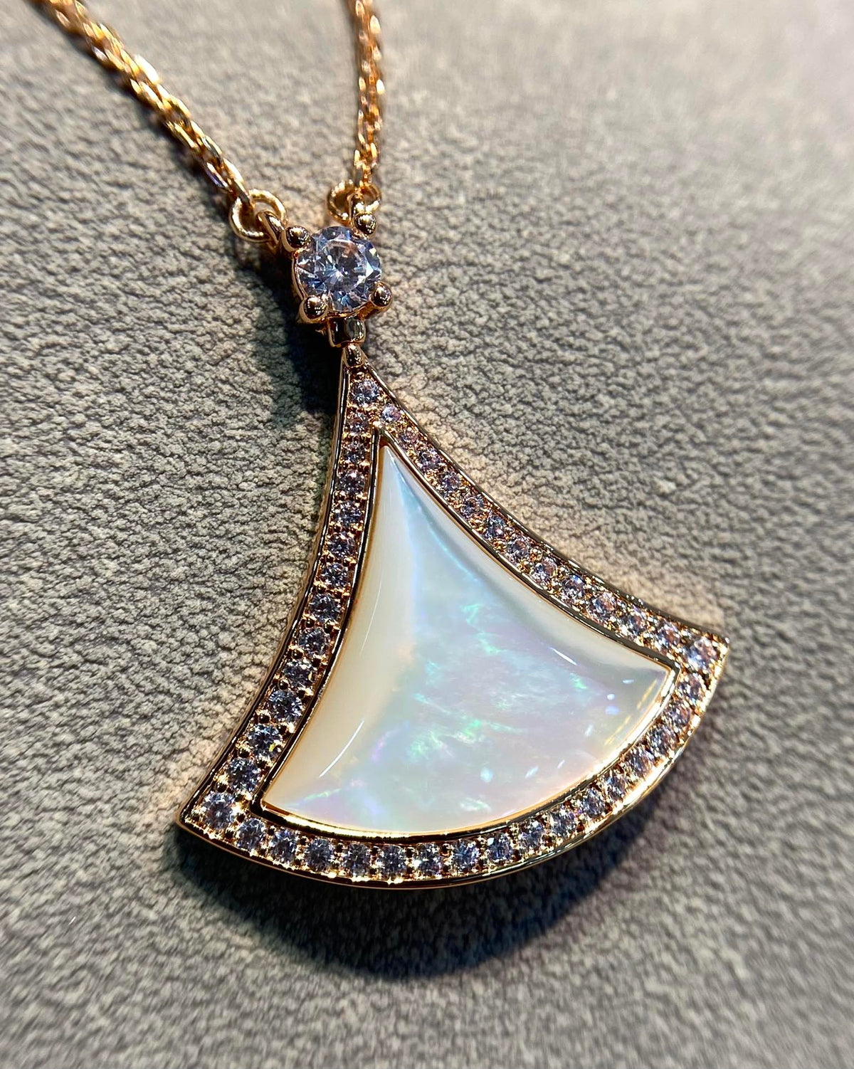 [⭐Hyrra Jewelry]DREAM MOP DIAMOND PAVED PINK GOLD NECKLACE