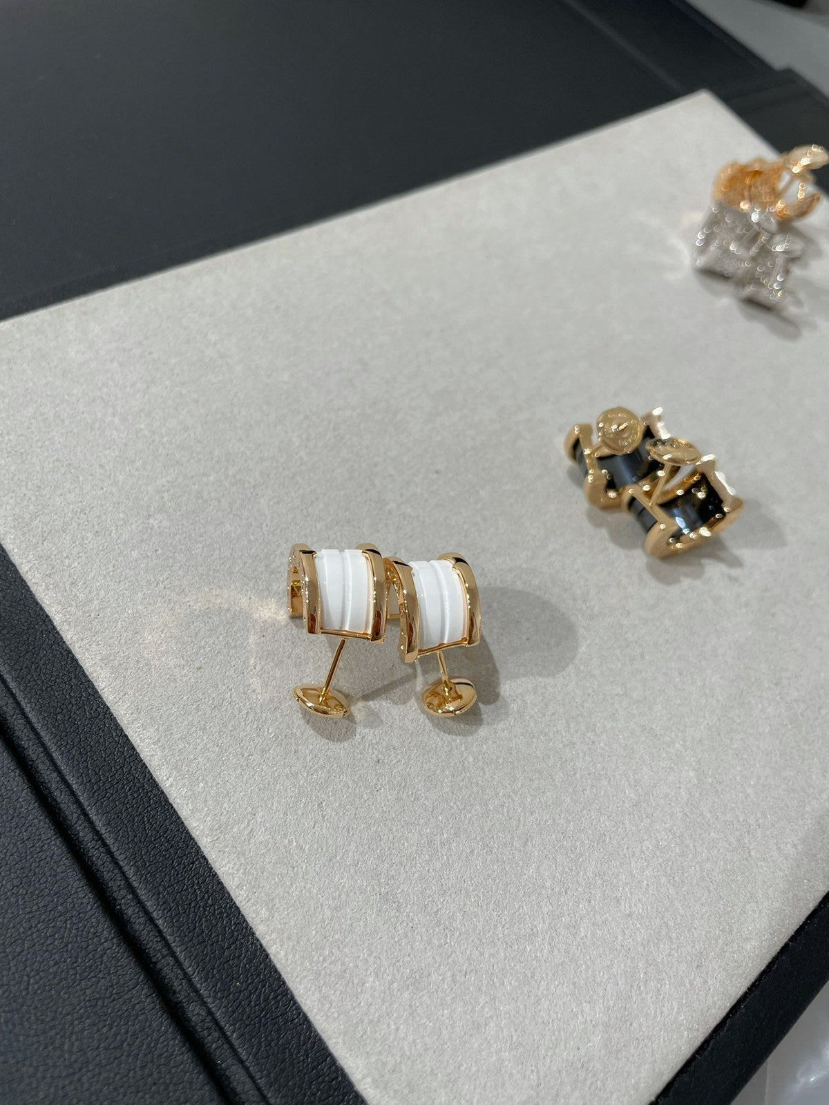 [⭐Hyrra Jewelry]ZERO 1 PINK GOLD CERAMIC EARRINGS
