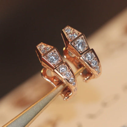 [⭐Hyrra Jewelry]SERPENT PINK GOLD DIAMOND EARRINGS