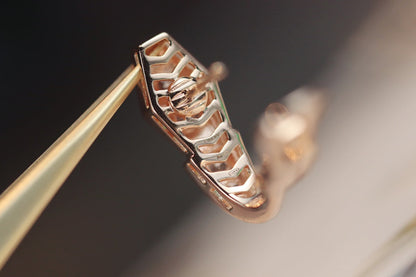 [⭐Hyrra Jewelry]SERPENT PINK GOLD DIAMOND EARRINGS
