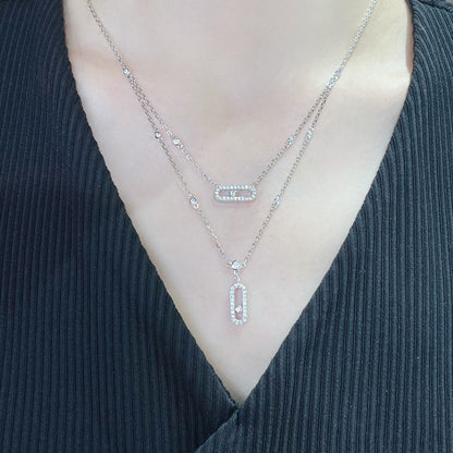 [⭐Hyrra Jewelry]MOVE 2 ROW DIAMOND NECKLACE