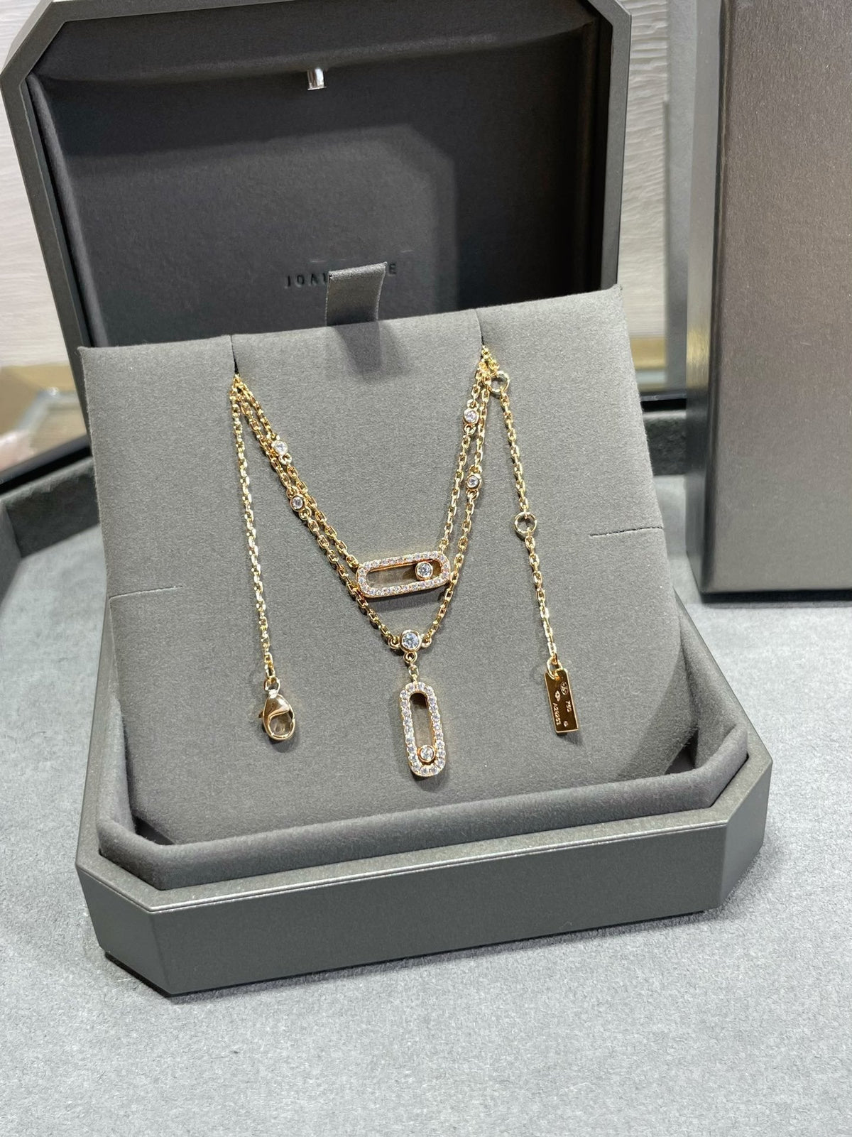 [⭐Hyrra Jewelry]MOVE 2 ROW DIAMOND NECKLACE