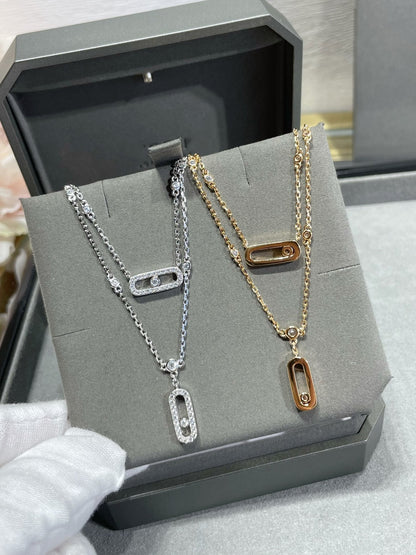 [⭐Hyrra Jewelry]MOVE 2 ROW DIAMOND NECKLACE