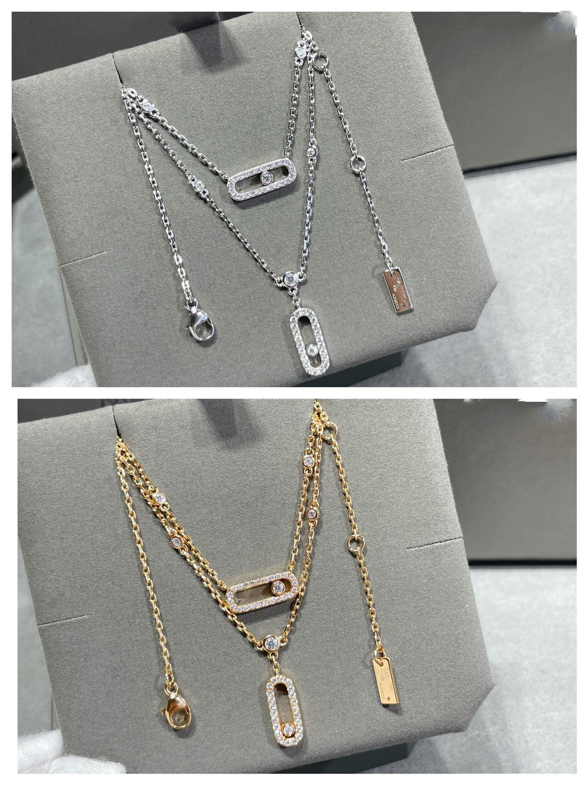 [⭐Hyrra Jewelry]MOVE 2 ROW DIAMOND NECKLACE