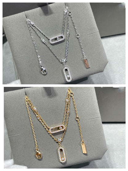 [⭐Hyrra Jewelry]MOVE 2 ROW DIAMOND NECKLACE