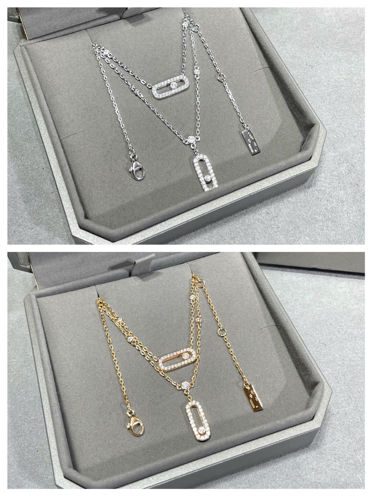 [⭐Hyrra Jewelry]MOVE 2 ROW DIAMOND NECKLACE