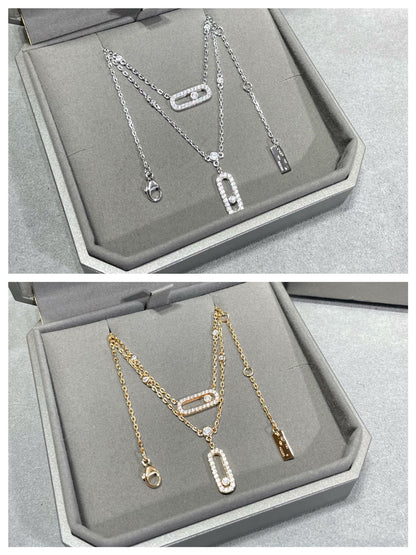 [⭐Hyrra Jewelry]MOVE 2 ROW DIAMOND NECKLACE