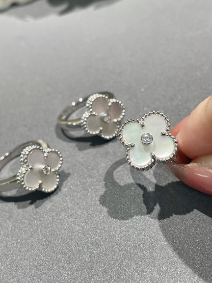 [⭐Hyrra Jewelry]CLOVER SILVER MOP DIAMOND RING