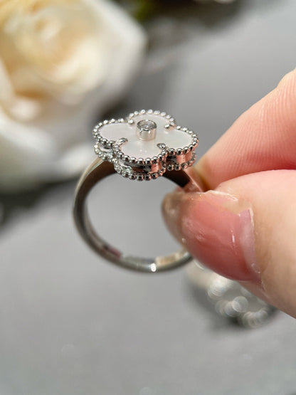 [⭐Hyrra Jewelry]CLOVER SILVER MOP DIAMOND RING