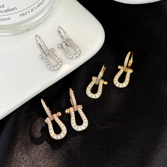 [⭐Hyrra Jewelry]FORCE 10 FULL DIAMOND DROP EARRINGS MEDIUM MODEL