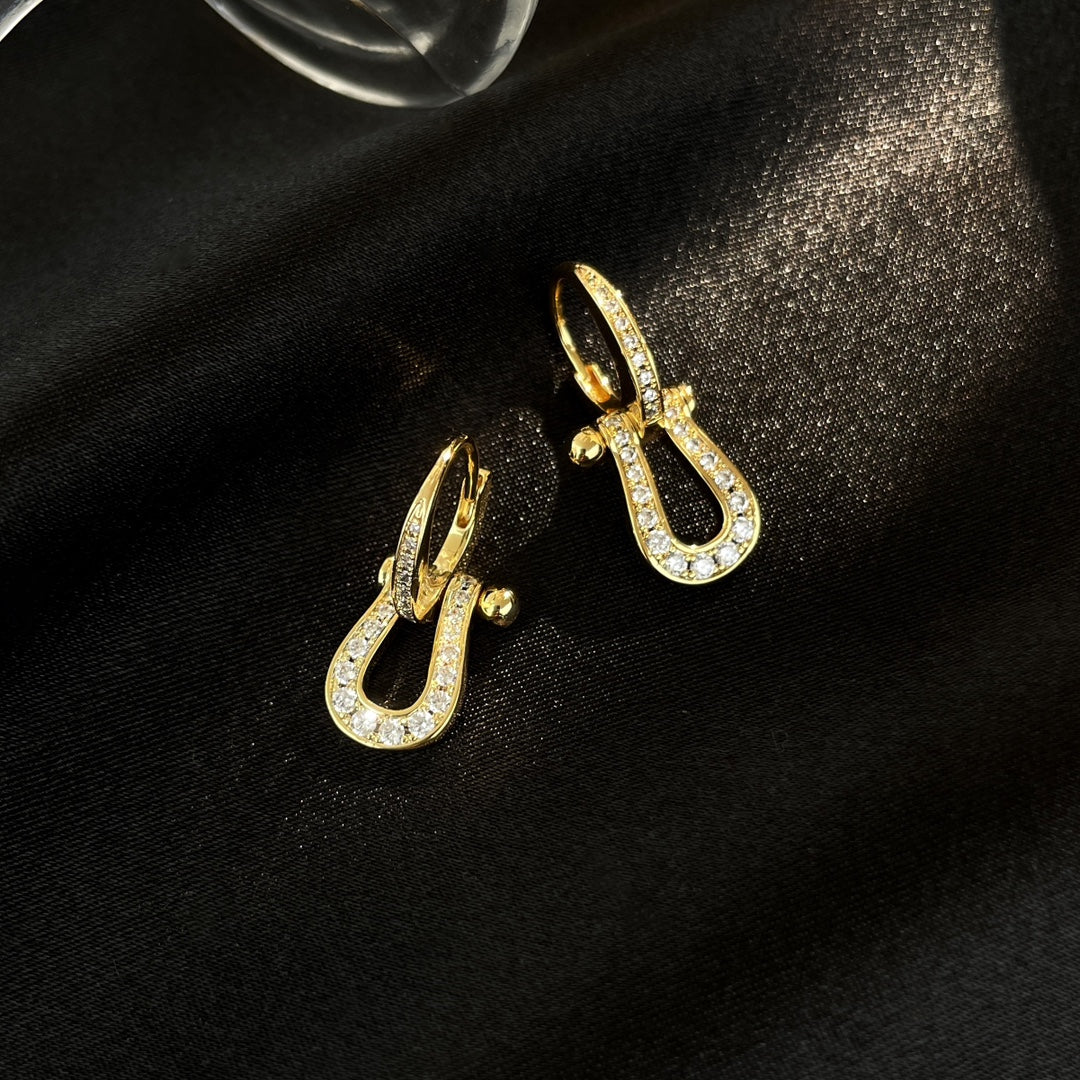 [⭐Hyrra Jewelry]FORCE 10 FULL DIAMOND DROP EARRINGS MEDIUM MODEL