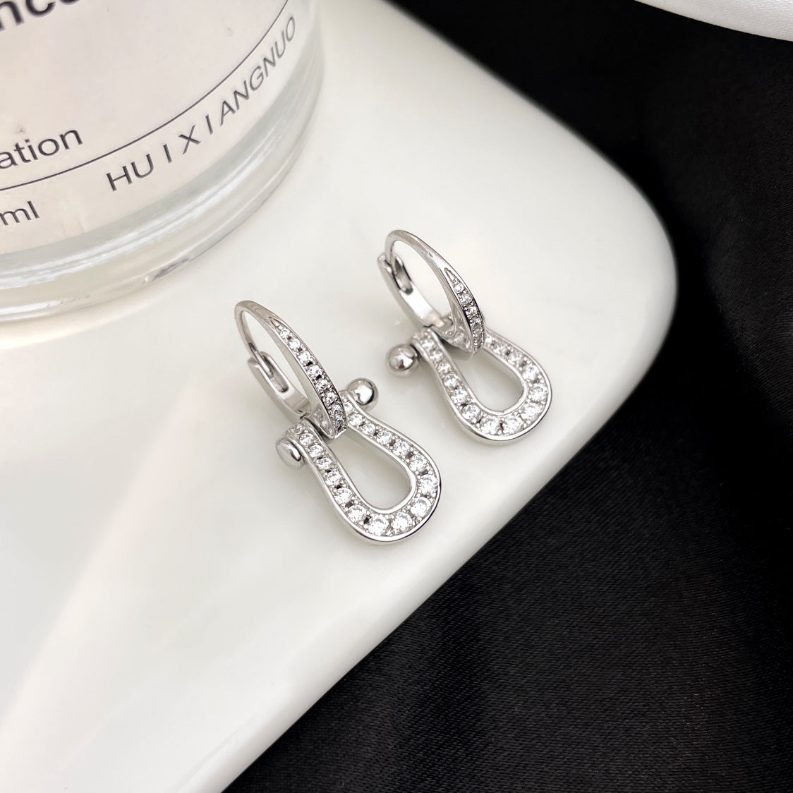 [⭐Hyrra Jewelry]FORCE 10 FULL DIAMOND DROP EARRINGS MEDIUM MODEL